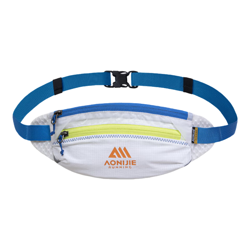 AONIJIE Colorful Sports Waist Bag Fashionable Contrast Double Zipper Large Capacity Ultra-Light Breathable Running Cycling Waist Pack