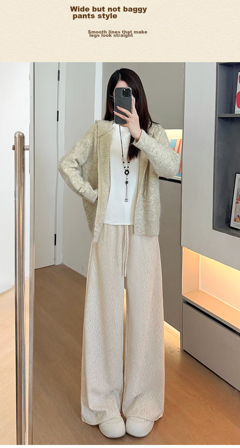 BOPRUIEY Chic Striped Wide-Leg Pants Autumn 2025 New Draped Loose Casual Women's Trousers 6
