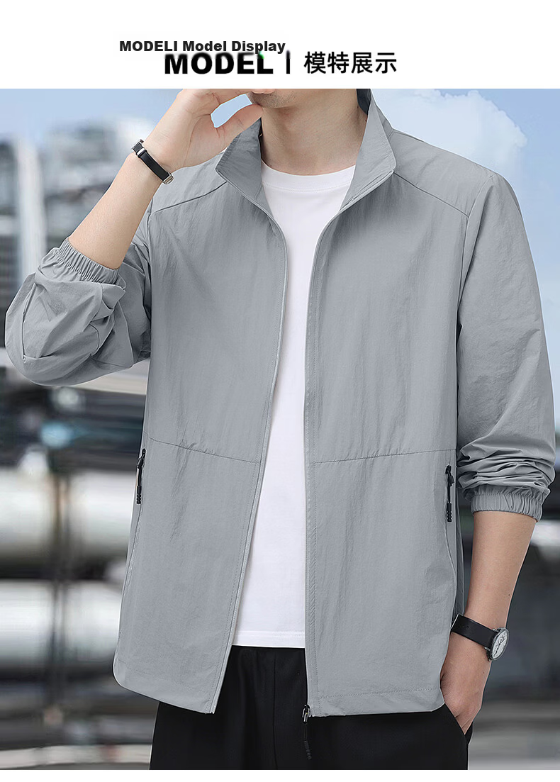 ROMON Men's Summer Sunscreen Jacket Ice Silk Lightweight Skin Jacket Outdoor Fishing Casual Coat 2518 Army Green 2XL 8