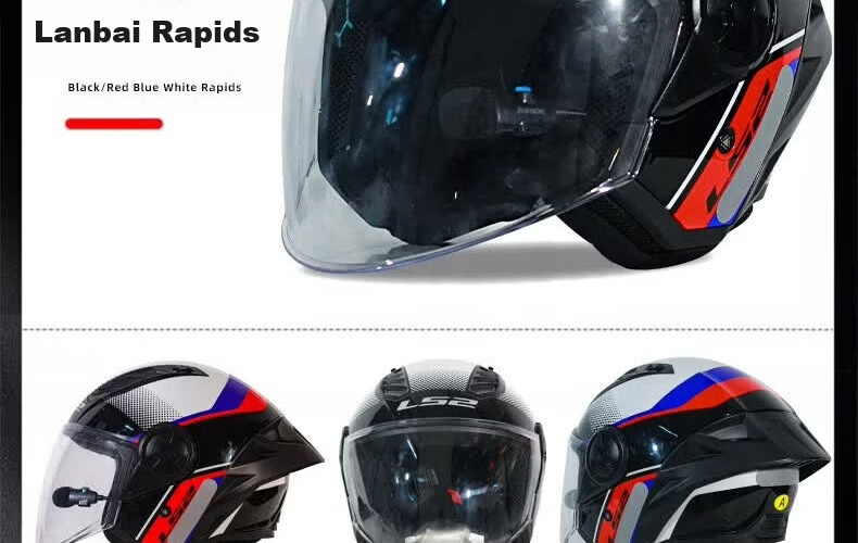 LS2 Motorcycle Unisex Half Helmet with Built-in Bluetooth 3/4 Helmet Black/Red White Star Wars L 19