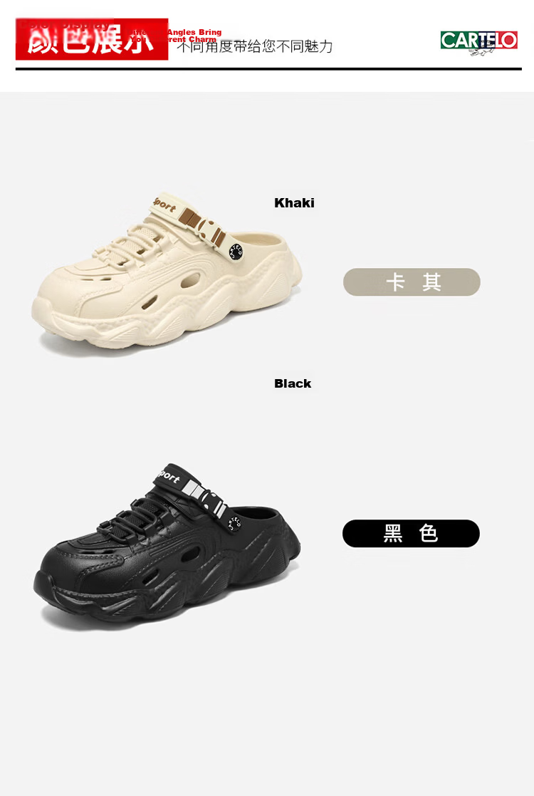 CARTELO Men's Sandals, Summer Outdoor Wear, Perforated Shoes, Closed-Toe Slippers, Soft-Soled Beach Shoes with Squishy Feel for Seaside Use 4