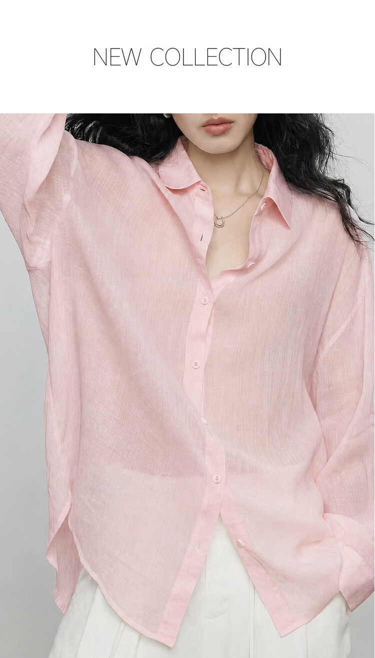 Demana Summer Simple Lightweight Wrinkled Linen Blend Long Sleeve Comfortable Fashionable Casual Women's Shirt with Turn-Down Collar 1