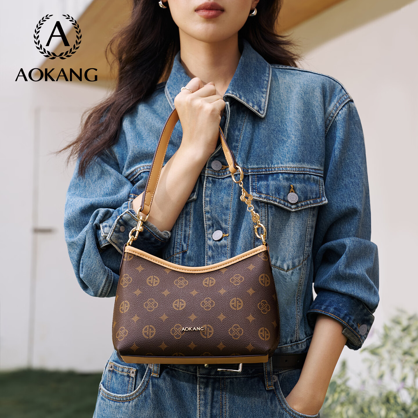 Aokang Women's Bag 2026 New HOBO Underarm Tote Light Luxury Crossbody Shoulder Bag Birthday Gift for Girlfriend Wife