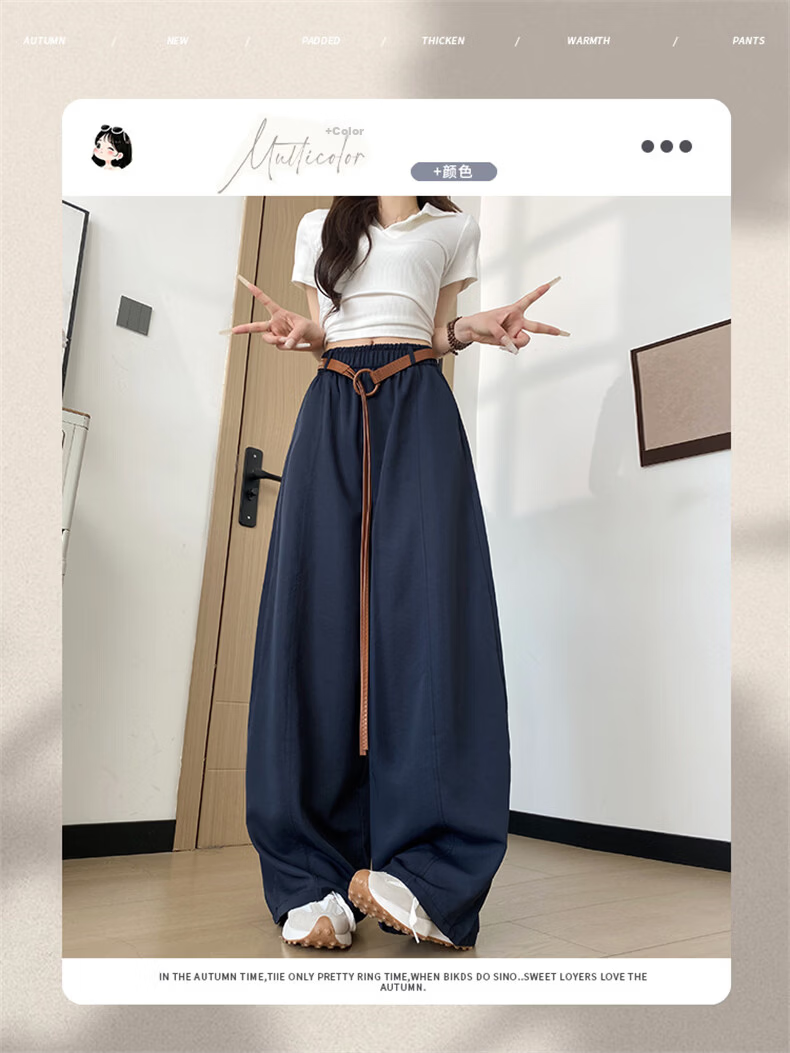 Langsha White Curved Blade Pants Women Summer 2026 New Quick-Dry High-Waist Draped Loose Thin Casual Yamamoto Wide-Leg Pants 1