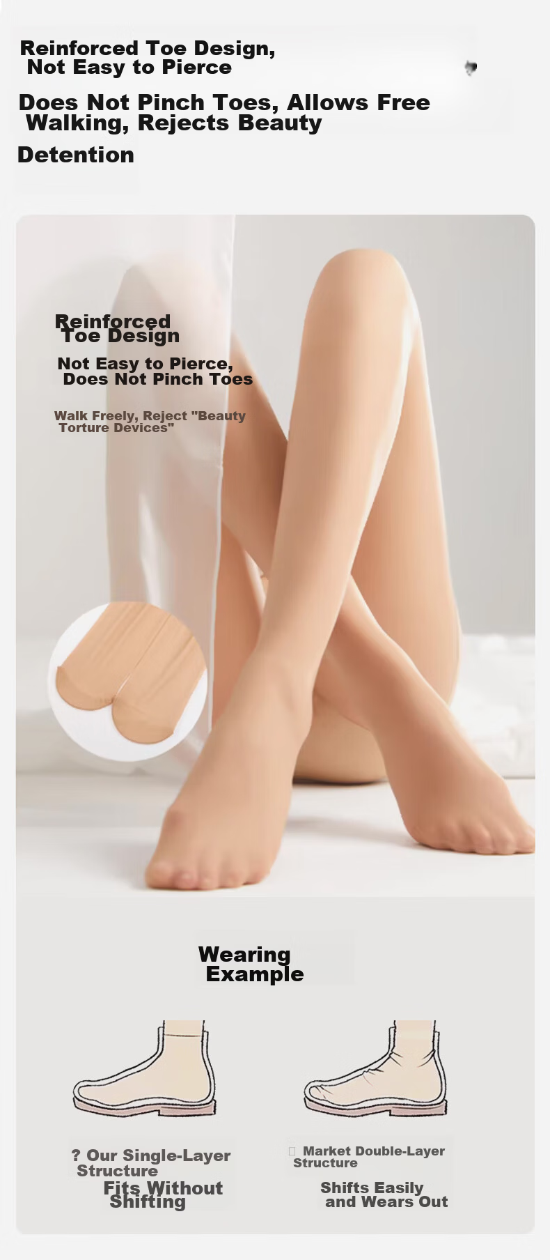 Afandi Sheer Leg Magic Thin Anti-Snag Black Nude Feel Spring Summer Sexy No-Drop Crotch Tights Pantyhose for Women 8