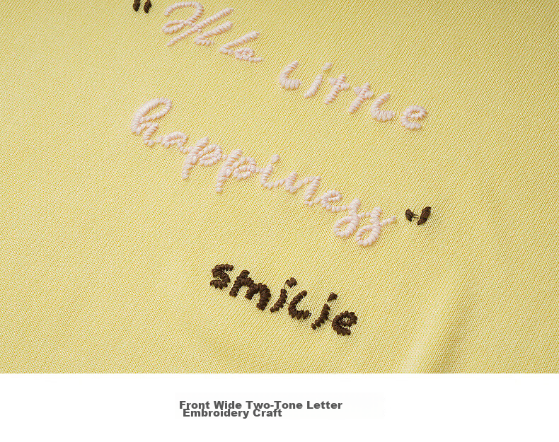 Olrain Summer New Short 3D Letter Embroidered Crew Neck Short Sleeve Knit Top for Women Yellow S 17