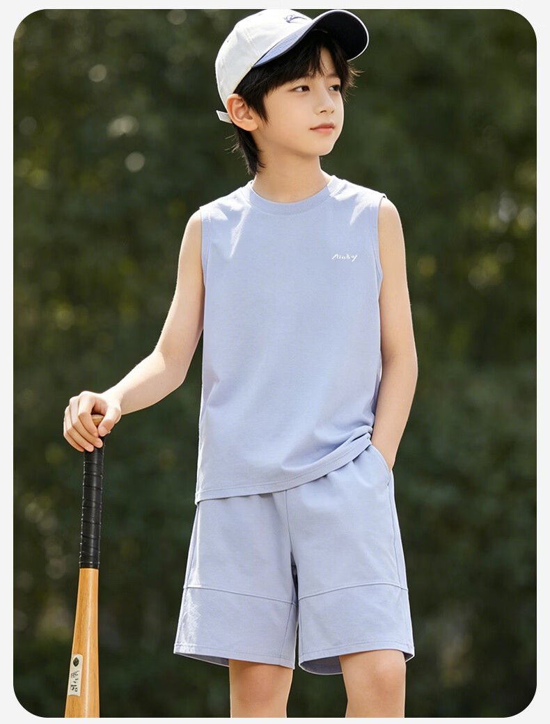 Disney Boys Summer Set Thin Short Sleeve Shorts Youth Sports Quick-Dry Vest 2-Piece Set 0141 Dark Blue 150 8