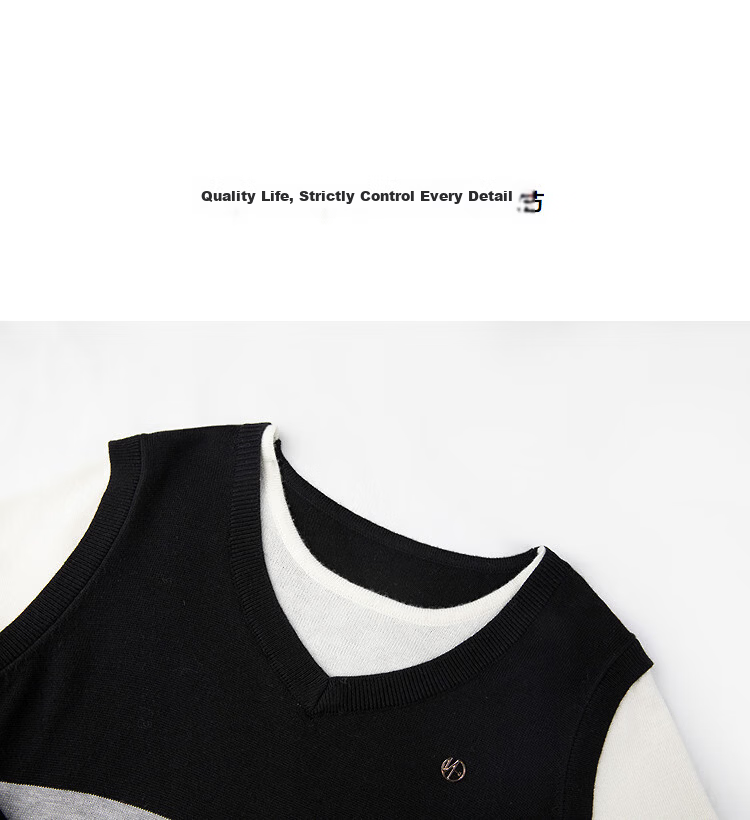 Demana [Mulberry Silk and Wool Blend] Spring Faux Two-Piece Short Sleeve T-Shirt Dress Slim Fit Women's Set 12