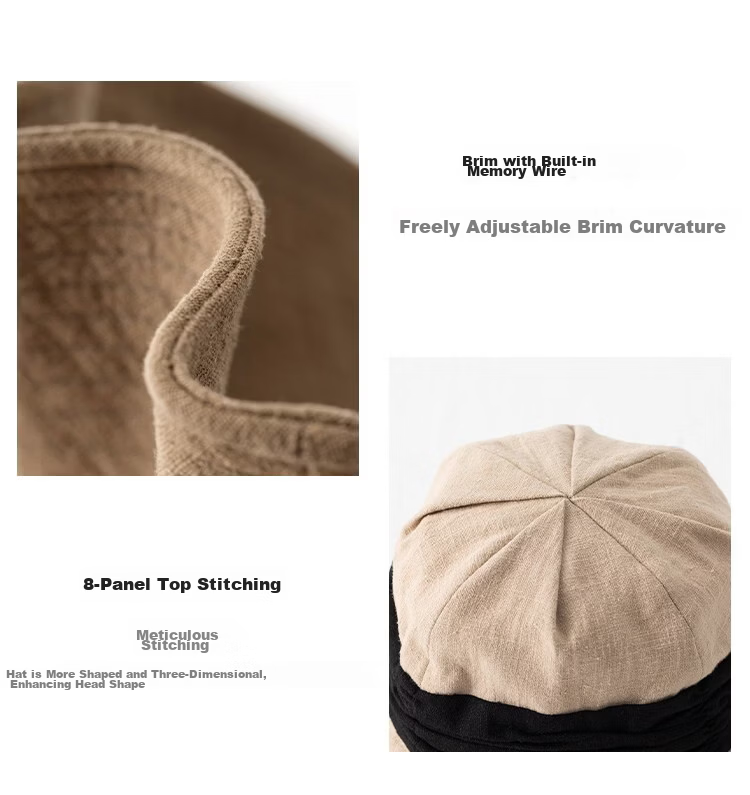 Lagur Breath Forest Natural Ramie Handmade Wide Brim Bucket Hat Women Sun Protection Summer Khaki 10