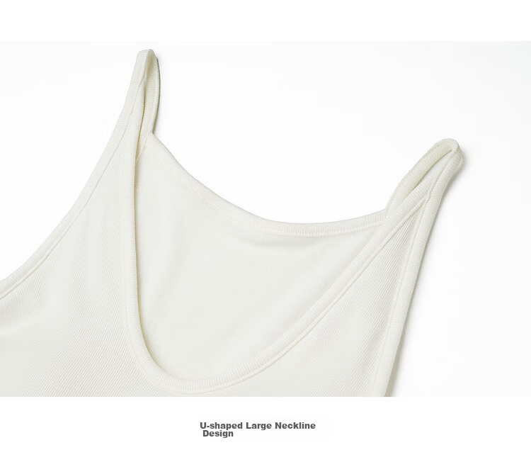 Olrain Summer Casual Large U-Neck One-Piece Padded Slim Fit Versatile Camisole White One Size 23