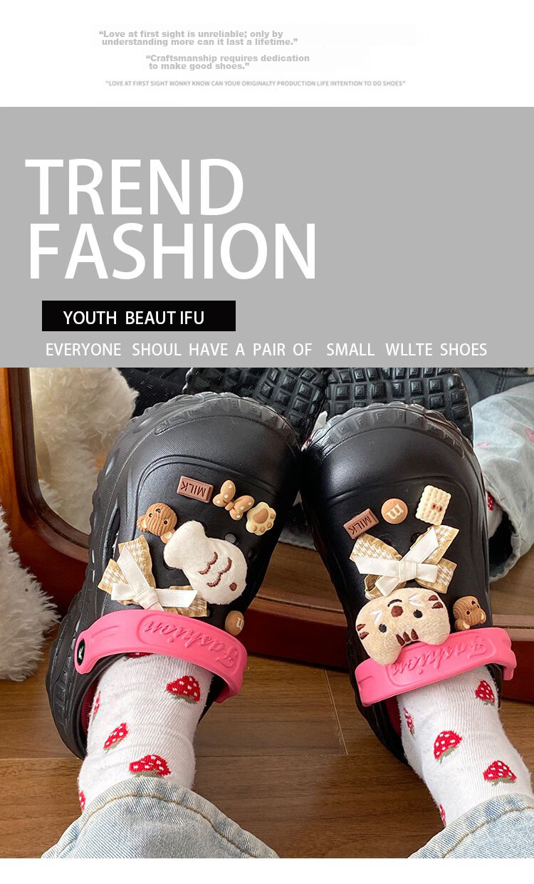 PLAYBOY Women's Summer 2026 Hollow-out Sandals Thick-soled Height-increasing Slippers Versatile Beach Shoes Black Size 36/37 2