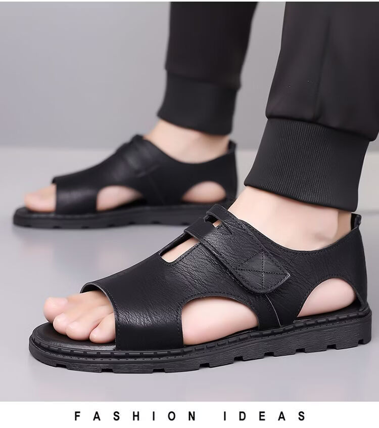 Jingzhenlianggong Men's Summer Sandals Dual-Use Slippers Non-Slip Soft Sole Beach Shoes Dark Brown [Lace-Up] Size 41 25