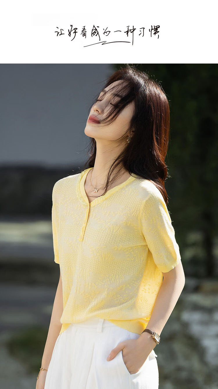 Demana Cotton Acetate Blend Spring National Style New Chinese V-Neck Jacquard Slim Fit Stretch Women's Knit Sweater 1