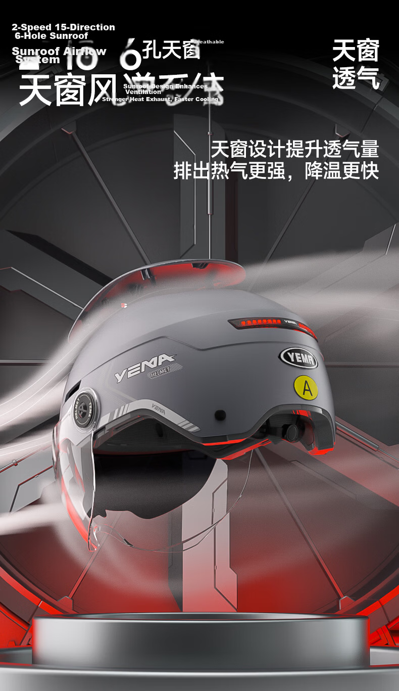 YEMA 3C Certified Electric Motorcycle Helmet Unisex Summer Sun Protection Breathable Skylight Half Helmet Four Seasons Dual Lens Electric Scooter Safety Helmet 370S Khaki White 20