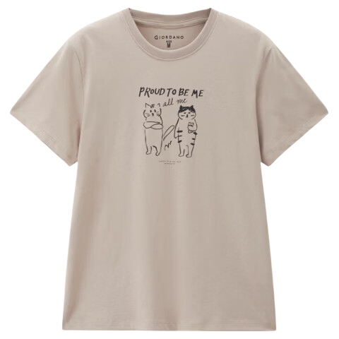 Giordano Women's Short Sleeve T-Shirt New Pure Cotton Cute Pet Print Crew Neck Top 13396302