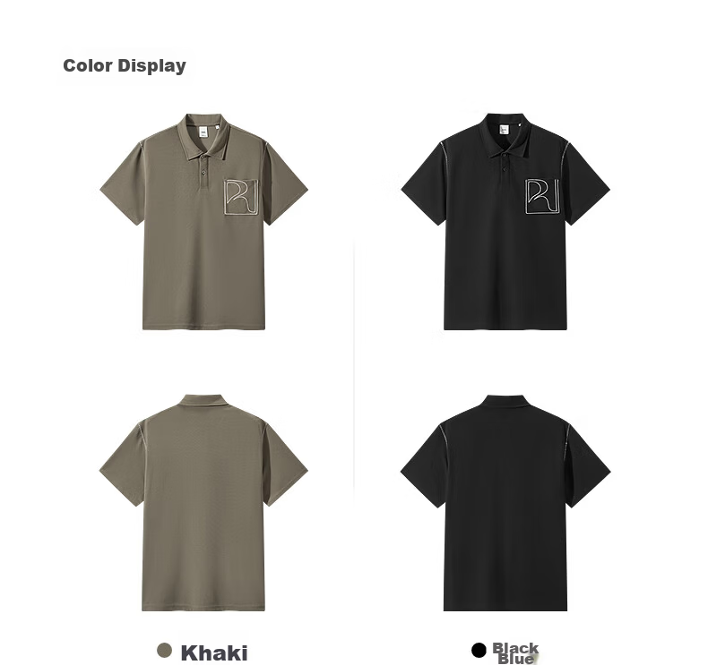 GXG Menswear Moisture-Wicking Quick-Dry Contrast Stitching Polo Shirt Short Sleeve Black 185/XXL 3