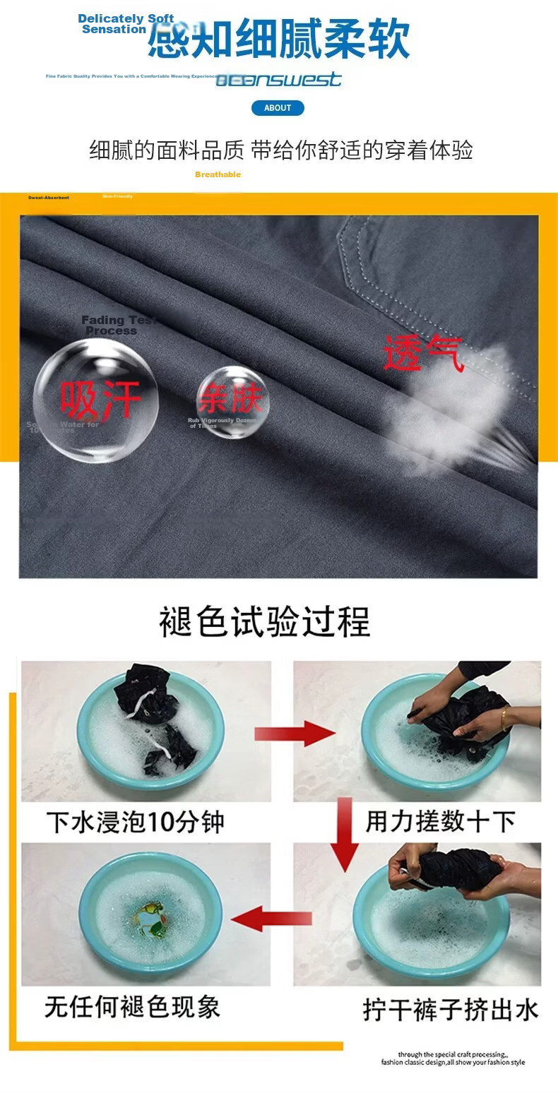 Jeanswest Men's Summer Lightweight Large Size Wide Leg Pure Cotton Work Pants New Loose Straight Business Trousers 3