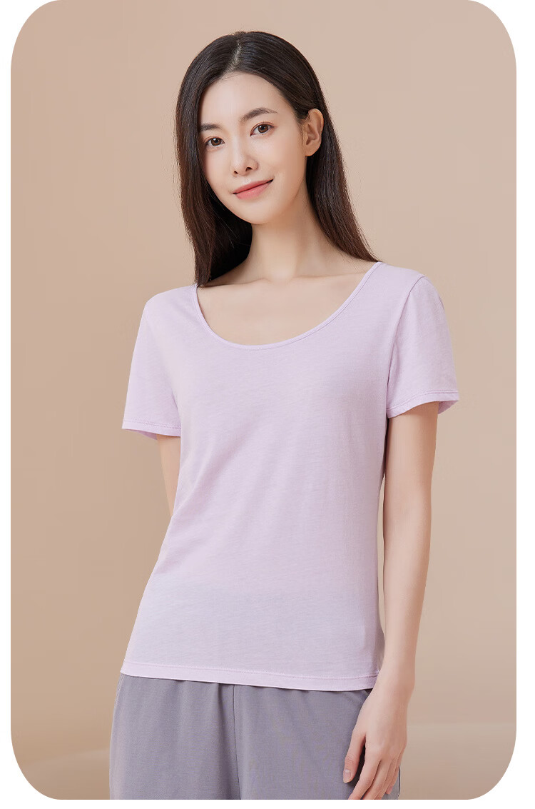 Yiershuang [60 Pieces, 100% Pure Cotton] Women's Base Layer Short-Sleeve Shirt, Round Neck, All-Cotton Soft Comfortable Undershirt, Pajamas, T-Shirt 23