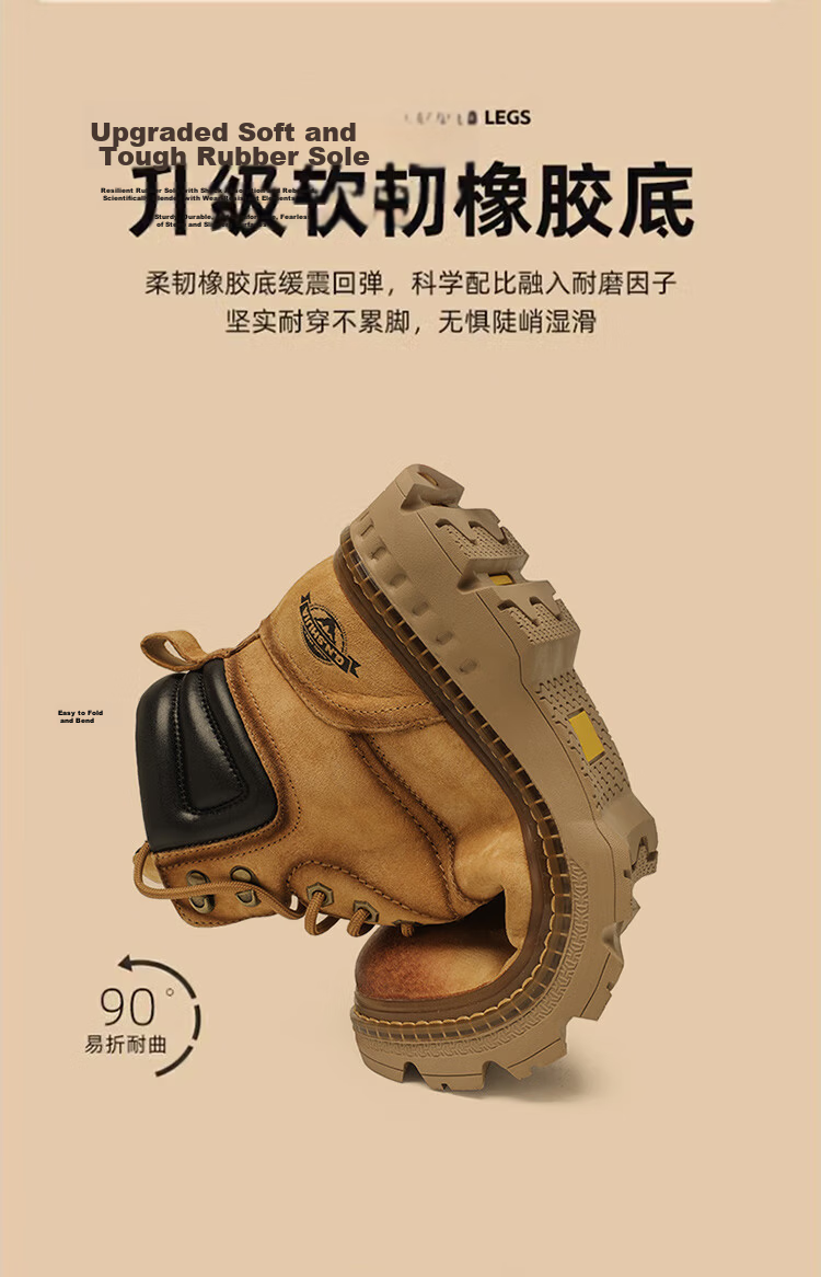 Bull Family Martin Boots Men Autumn Winter New Genuine Leather Yellow Boots Fashion Retro Versatile Work Boots Outdoor Hiking Shoes 9