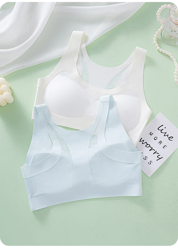 Modal Girls' Underwear Junior High and High School Development Period Correction Posture Support Adjustable Bust Sports Shockproof Seamless Blue 17