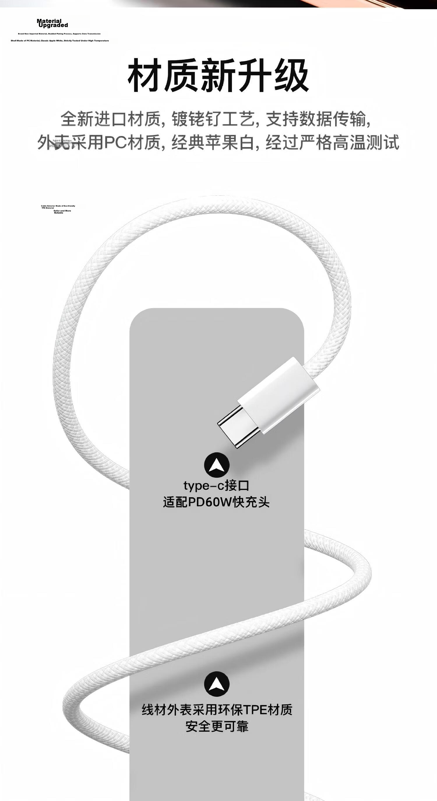 Apple iPhone 17/16/15 Dual-Head Type-C PD Fast Charging Cable C to C for iPhone 17 Pro Max/16e Tablet Car 2M White 9