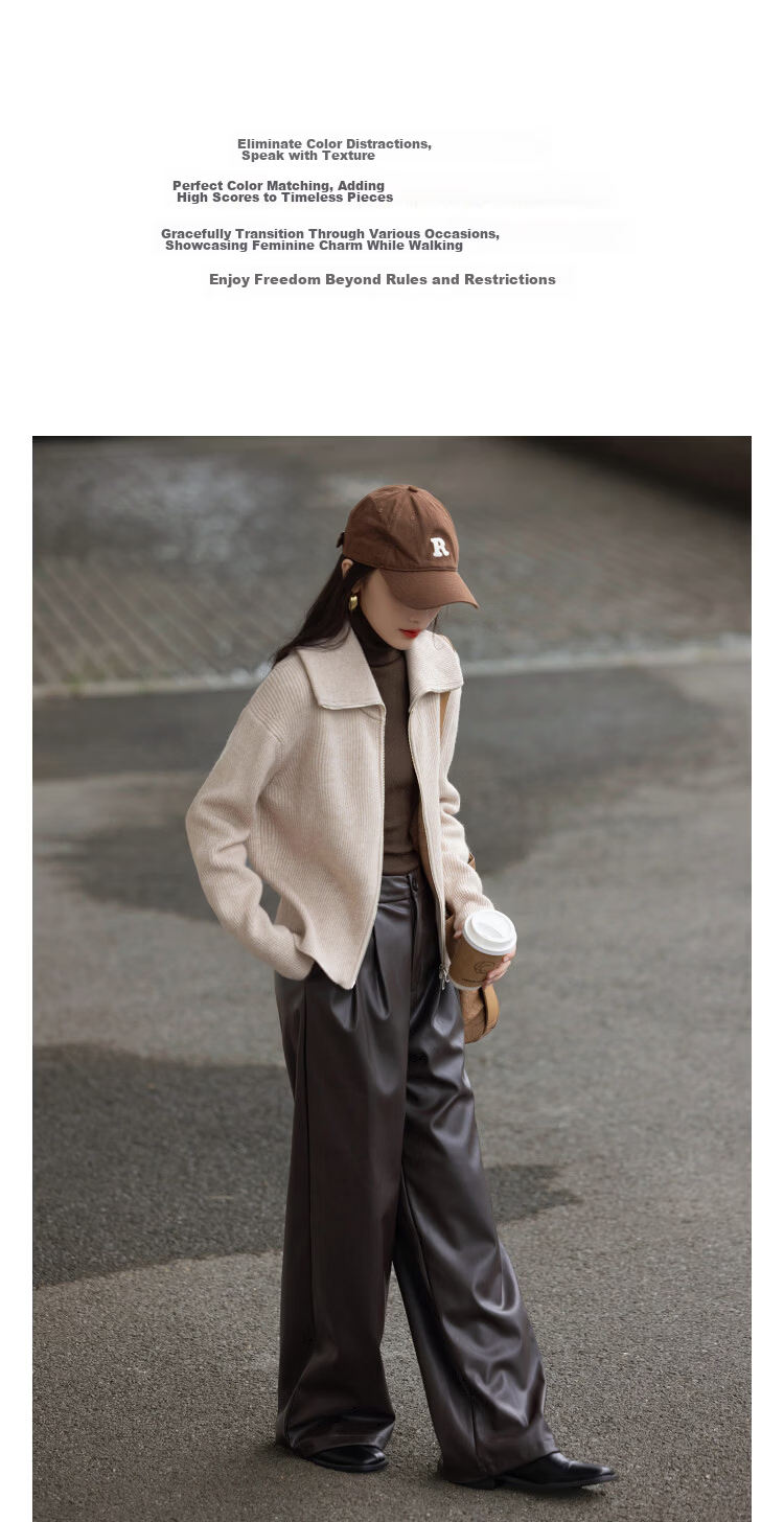 Demana Soft Research Institute Spring Dopamine Zip-up Collar Cardigan Slimming Yarn Knitwear Women's Top 5
