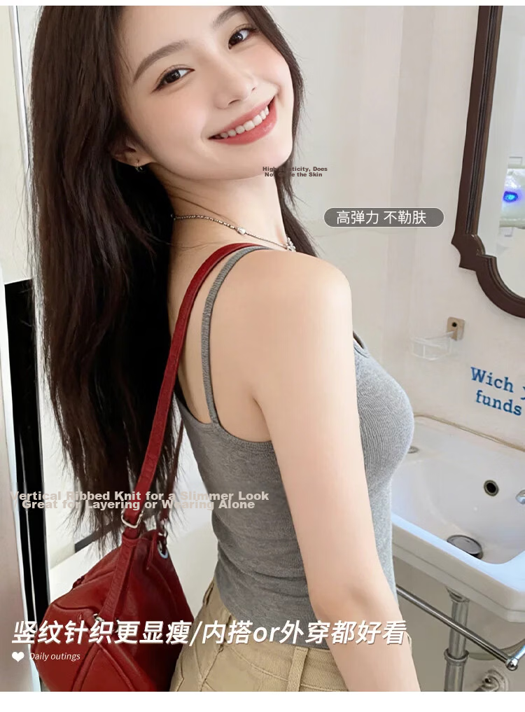 Langsha Women's Camisole Vest Sexy Back Pure Desire Lingerie Sexy Inner Wear Basic Top White 8