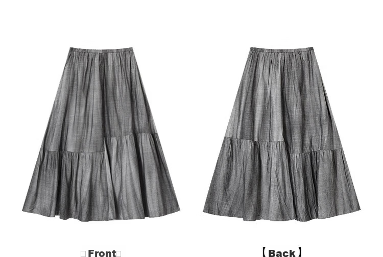 Demana [Forest Style Wardrobe] Summer Artistic Wrinkled Washed Tie-Dye Elastic Waist Slimming Mid-Length Skirt for Women 22
