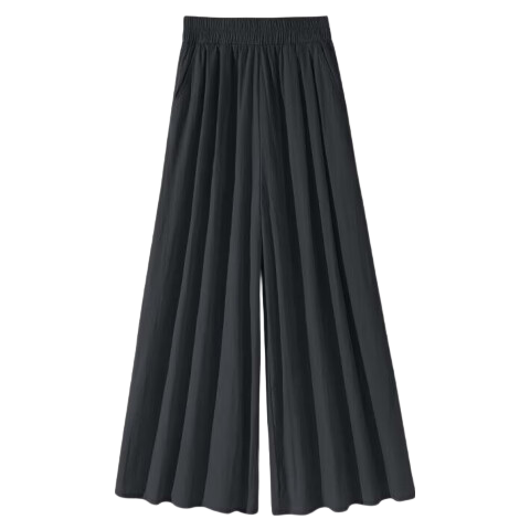 Baleno Cooling Yamamoto Skirt Pants for Women, Summer Thin Large Size Plus Size Slimming A-Line High-Waist Ice Silk Wide-Leg Cropped Pants