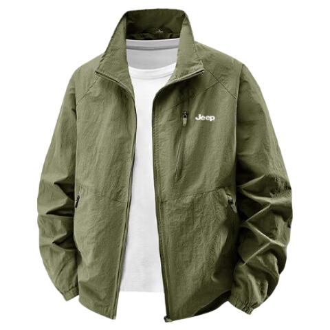 JEEP Men's Sports Jacket Spring Autumn Outdoor Casual Breathable Wrinkle-Resistant Simple Coat Black XL