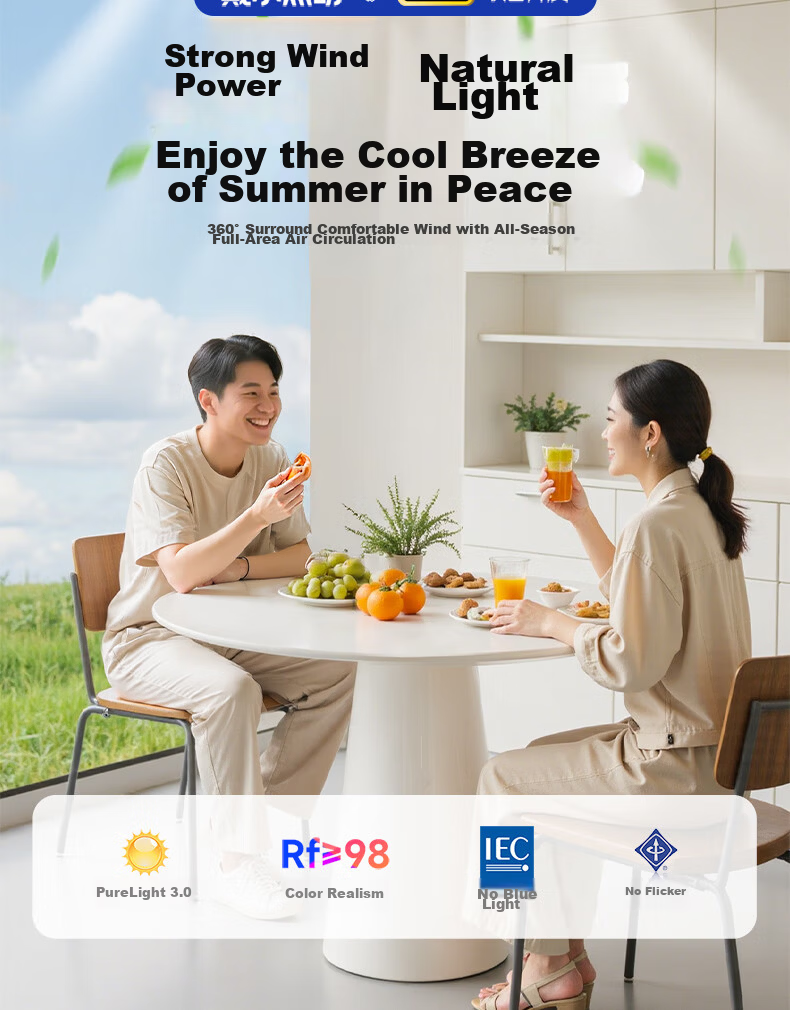 Dell Fan Light Pure Eye Protection Invisible Ceiling Fan Light LED Cream Style Zhongshan Lighting Dining Bedroom Light with Installation Included 2