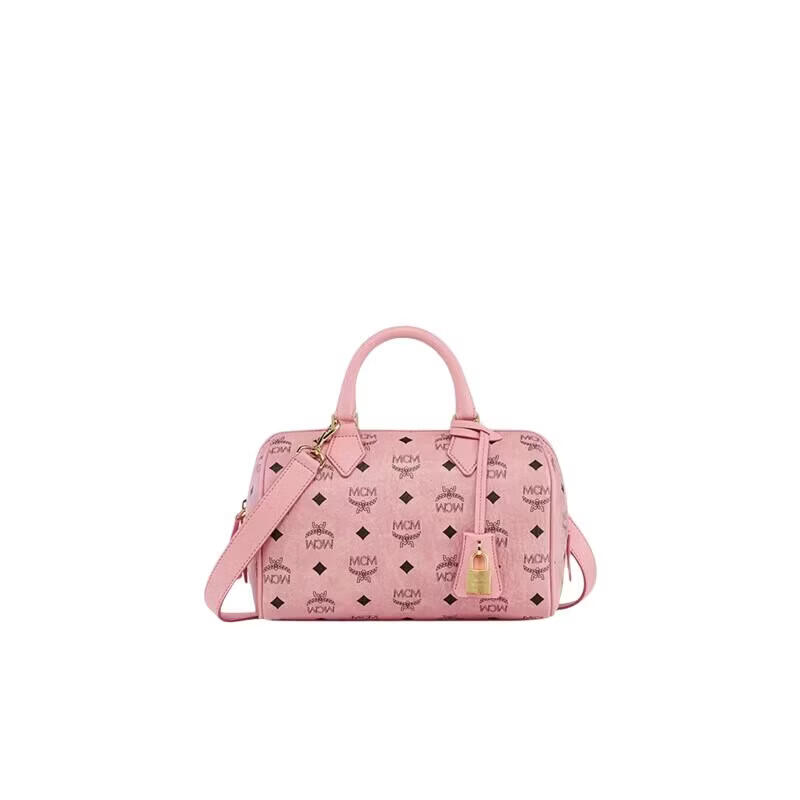 MCM ELLA Small Boston Bag, Handheld Crossbody Bag, Peach Blossom Pink Gift