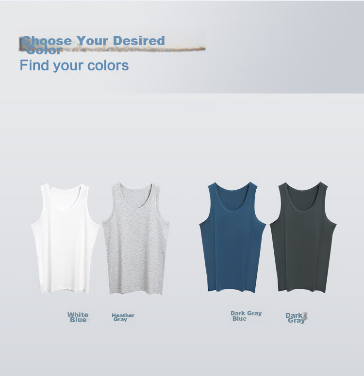 Hodo Men's Antibacterial Pure Cotton Sweat-Absorbing Breathable Simple Sports Vest 2-Pack Summer New Arrival 10