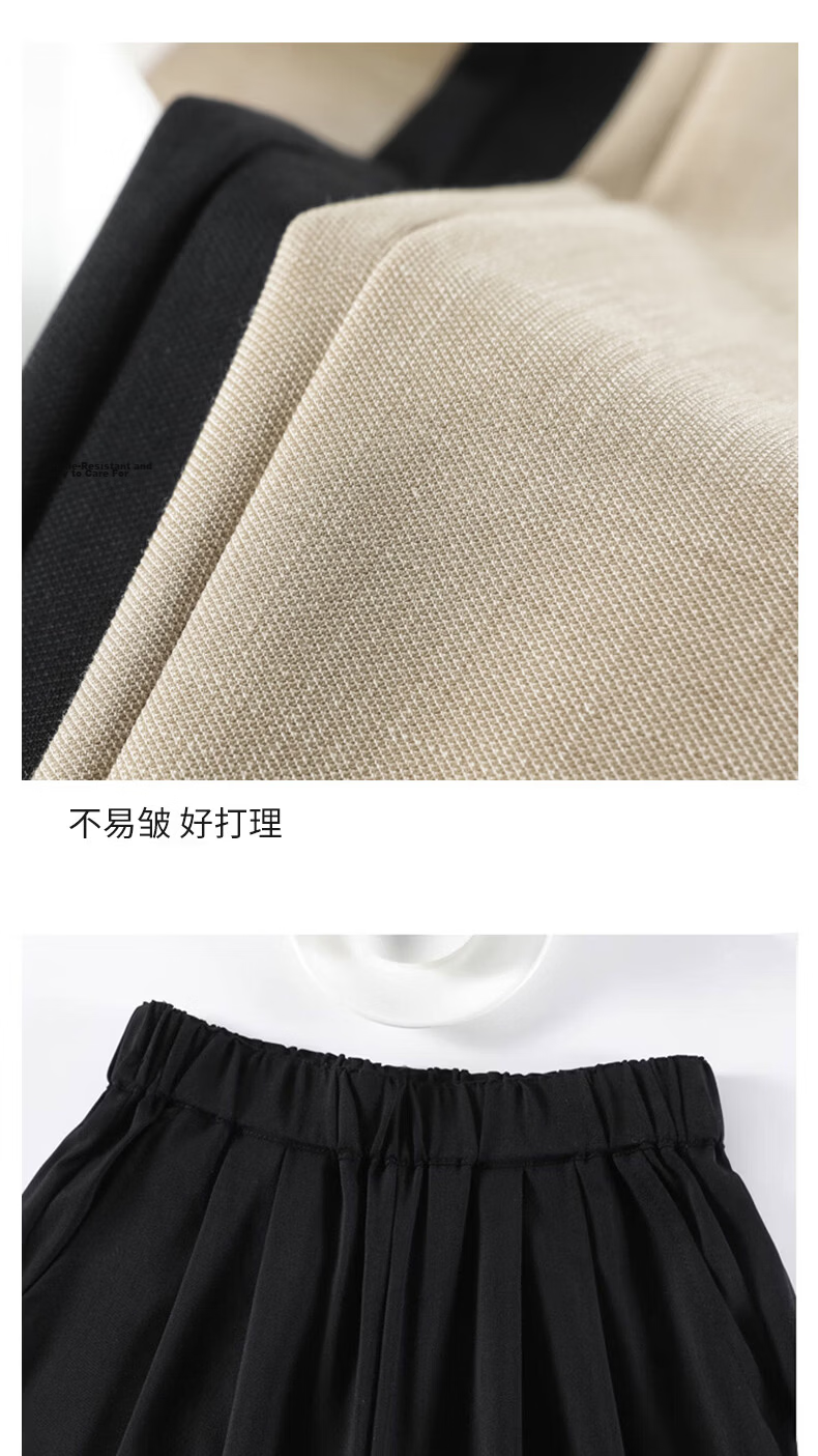Borui Women's Summer Lightweight Ice-Feel Lazy Style Casual Pants Draped Loose Fit Trousers Chinese Style Wide-Leg Pants Black S 10