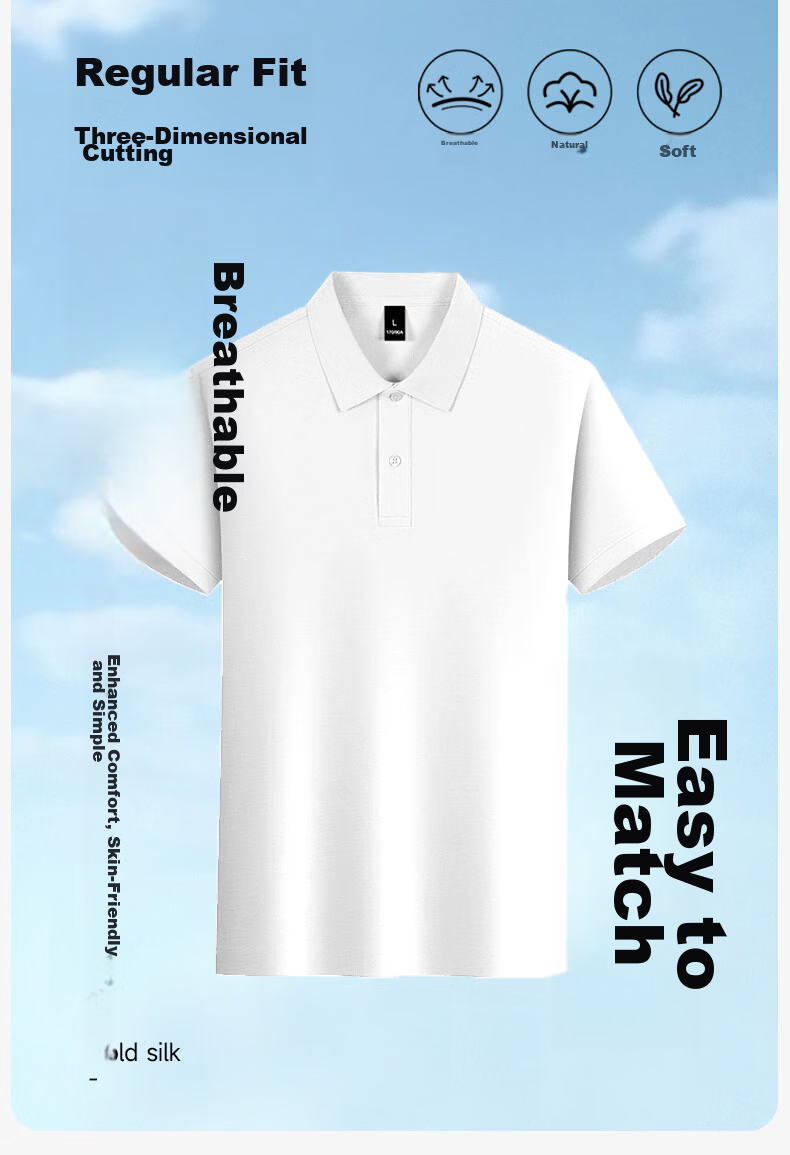 Jeanswest Men's Short Sleeve Polo Shirt 2026 Summer New Pure Cotton Loose Casual T-Shirt Base Shirt Black 4XL 3