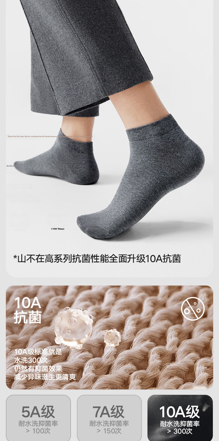 HLA Heilan Home Men's Short Crew Socks High Cotton Antibacterial Deodorant Business Casual Low Cut Socks 5 Pairs 6