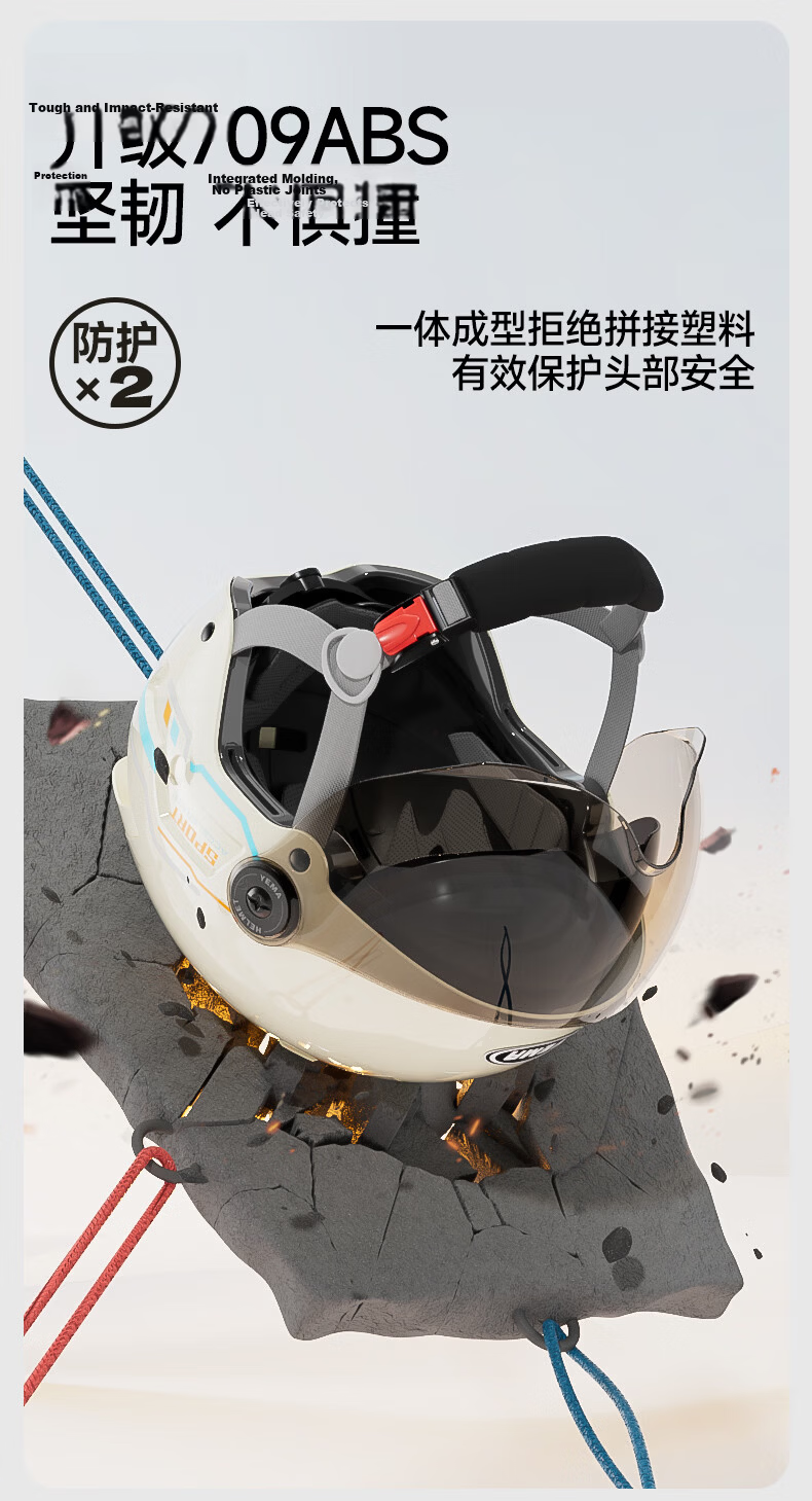 YEMA 3C Certified New National Standard Electric Vehicle Helmet Women Summer Sun Protection Dual Lens Motorcycle Half Helmet Men Summer Riding Electric Scooter Safety Helmet 371S Ceramic White with Tr 12