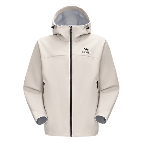 CAMEL Outdoor Softshell Jacket Women 2025 New Spring Autumn Fleece Windproof Hooded Warm Jacket Men L