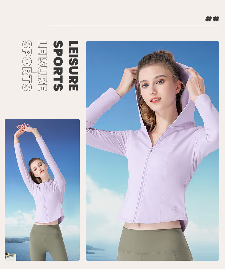 CAMEL Women's Summer Sunscreen Jacket Breathable Slim Fit Comfortable Yoga Quick-Dry Lightweight Original Yarn Ice-Feel Sports Coat 29