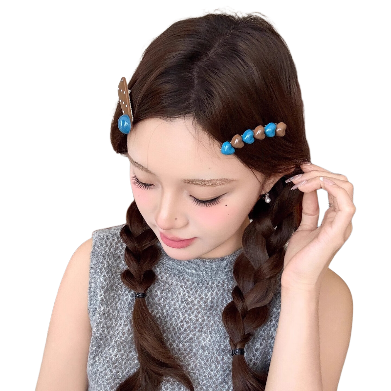 Dongyi Selected Children's Day Gift Heart Flower Hair Clip Side Bangs Clip Straight Hairpin Duckbill Clip Hair Accessory
