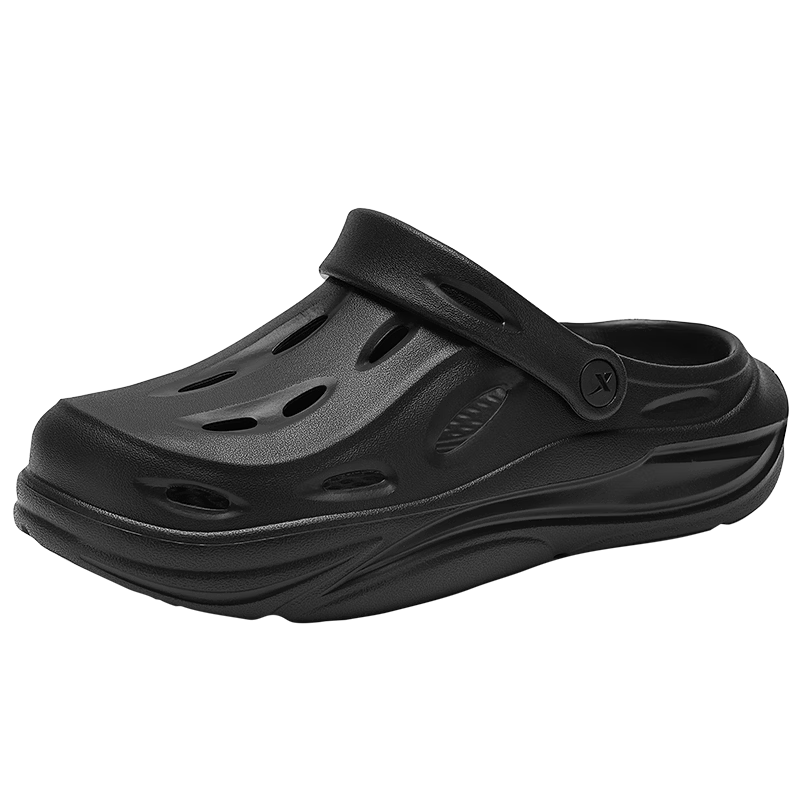 XTEP Men's Sport Sandals Hole Shoes Casual Beach Slippers for Couples Black 42-43