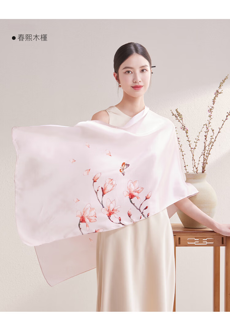 Shanghai Story 100% Mulberry Silk Satin Printed Scarf Gift Box for Mom and Elders Birthday Present 15
