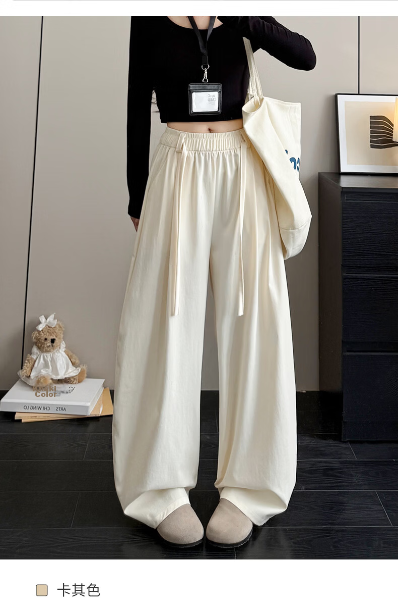 Langsha Women's Summer Thin High-Waist Wide-Leg Breathable Casual Pants Fashion Loose Slimming Trousers 14