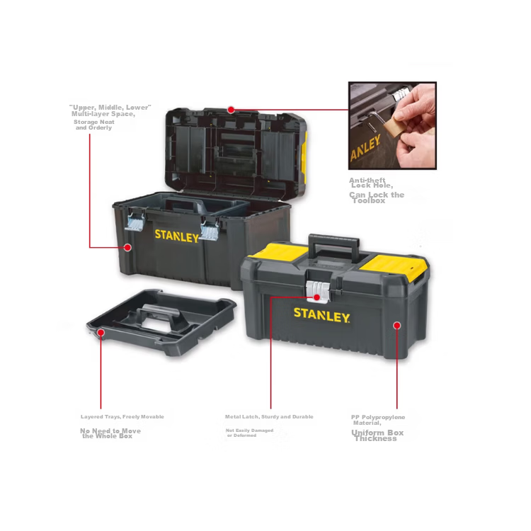 STANLEY Household Toolbox Storage Box Hardware Storage Case Metal Latch Toolbox 12.5" STST1-75515-23 2