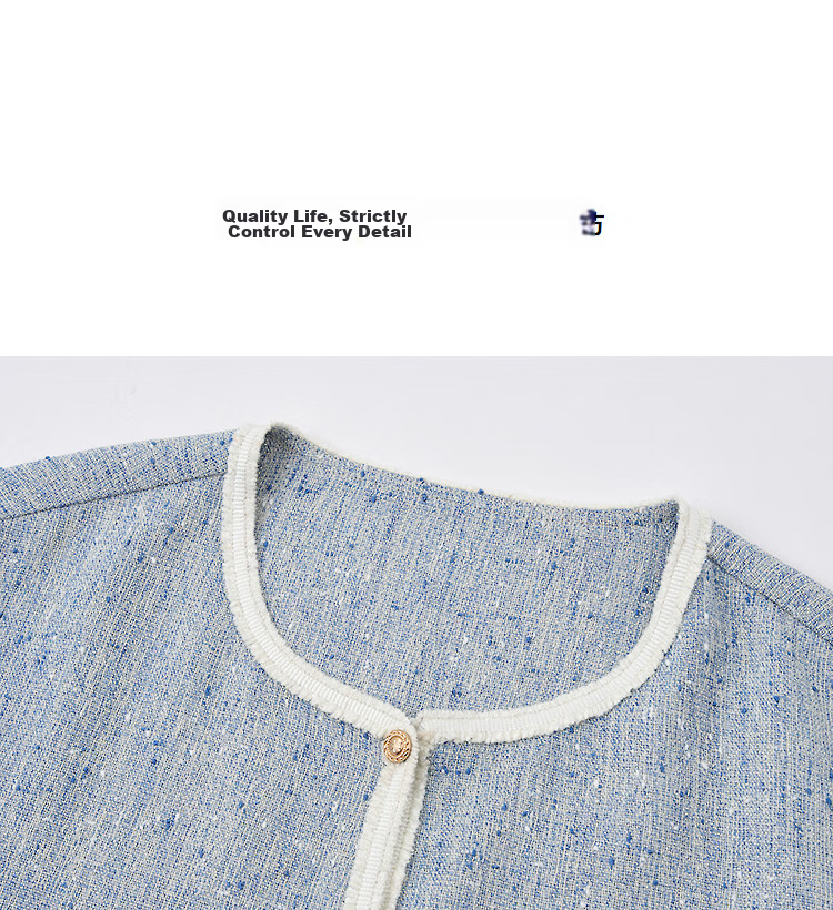 Demana French Elegance Summer Tweed Color-Block Ribbon Spliced Round Neck Loose Slimming Jacket for Women High-End Feel 12