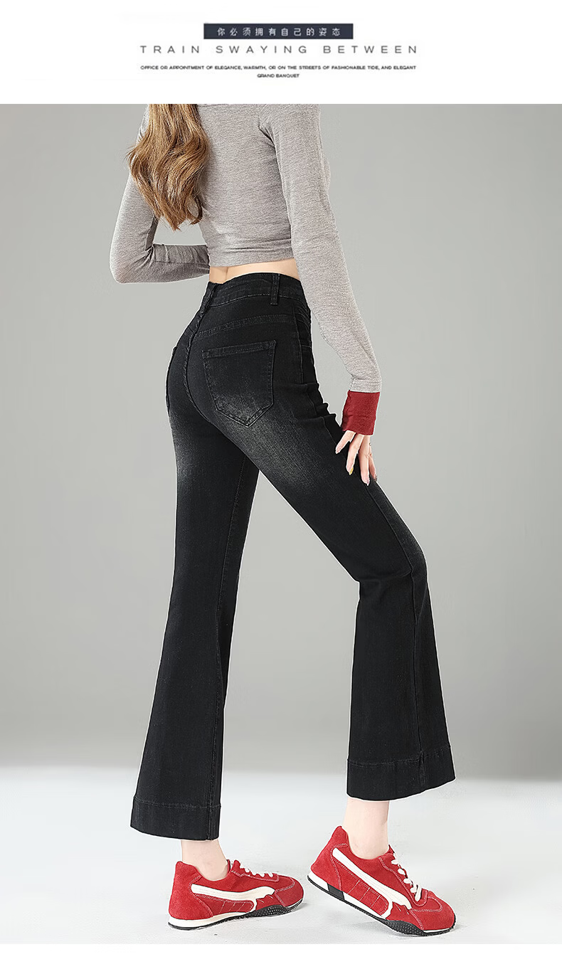 Jeanswest Women's Summer Fashion Trendy Slim Fit High Waist Flared Ankle Pants Cement Gray L 23
