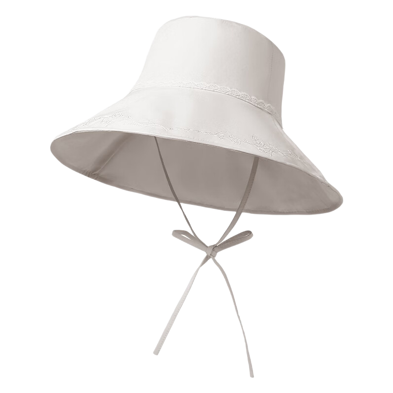CACUSS Large Brim Sun Hat Women Summer Outdoor Cotton Embroidered Reversible Bucket Hat Gray