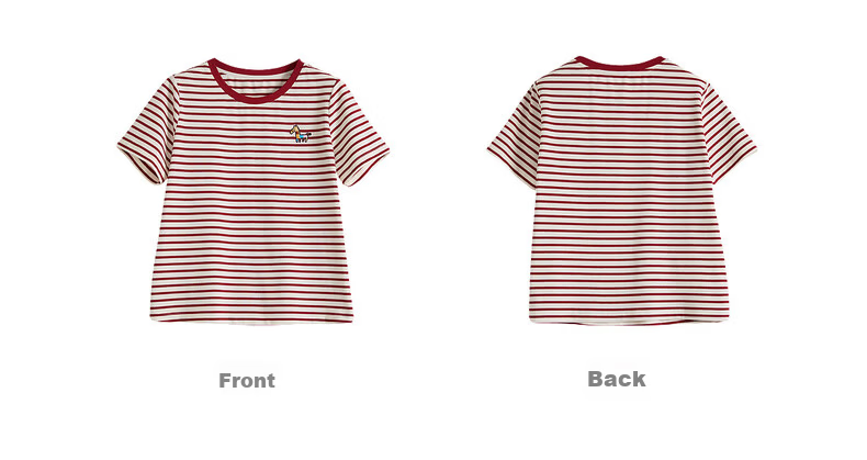 Sllsky Nautical Stripe Short Sleeve T-Shirt Women Summer 2026 New Casual Fashion Colorblock Crew Neck Shoulder Top 24