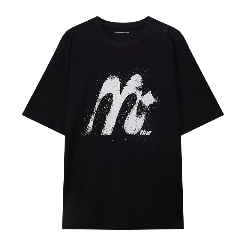 Metersbonwe Men's Short Sleeve T-Shirt 2026 Summer New Cool Color-Block Printed Casual Loose Fit Crew Neck Top