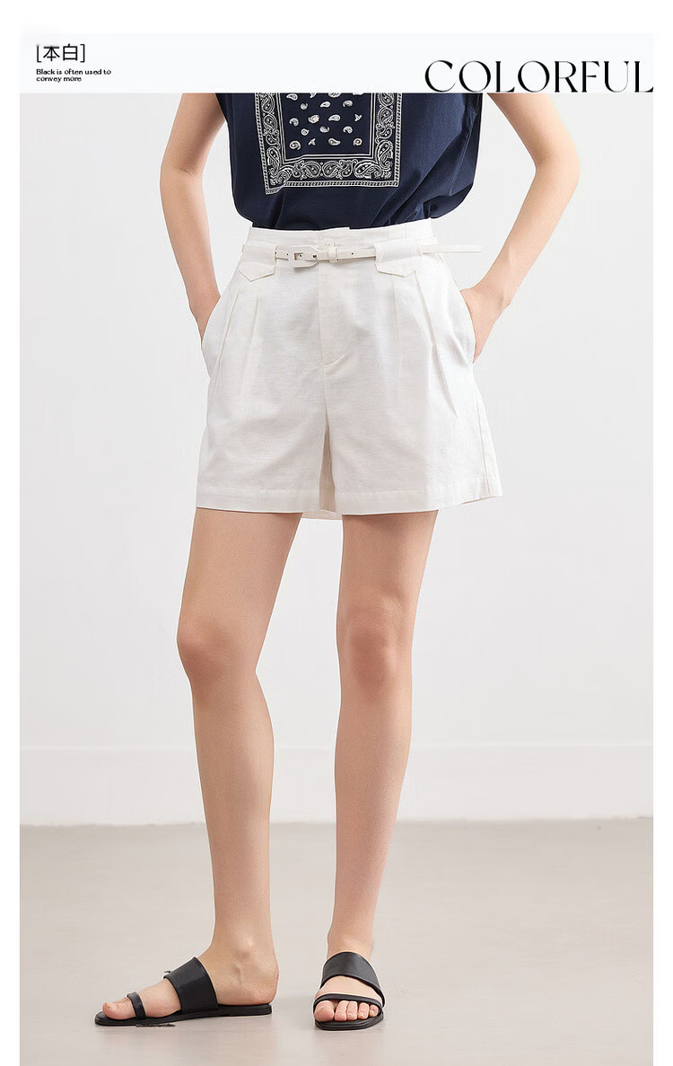 Demana [With Linen Cotton] Summer Simple Commuter Loose Shorts Slim Fit Versatile Women's Casual Pants 3